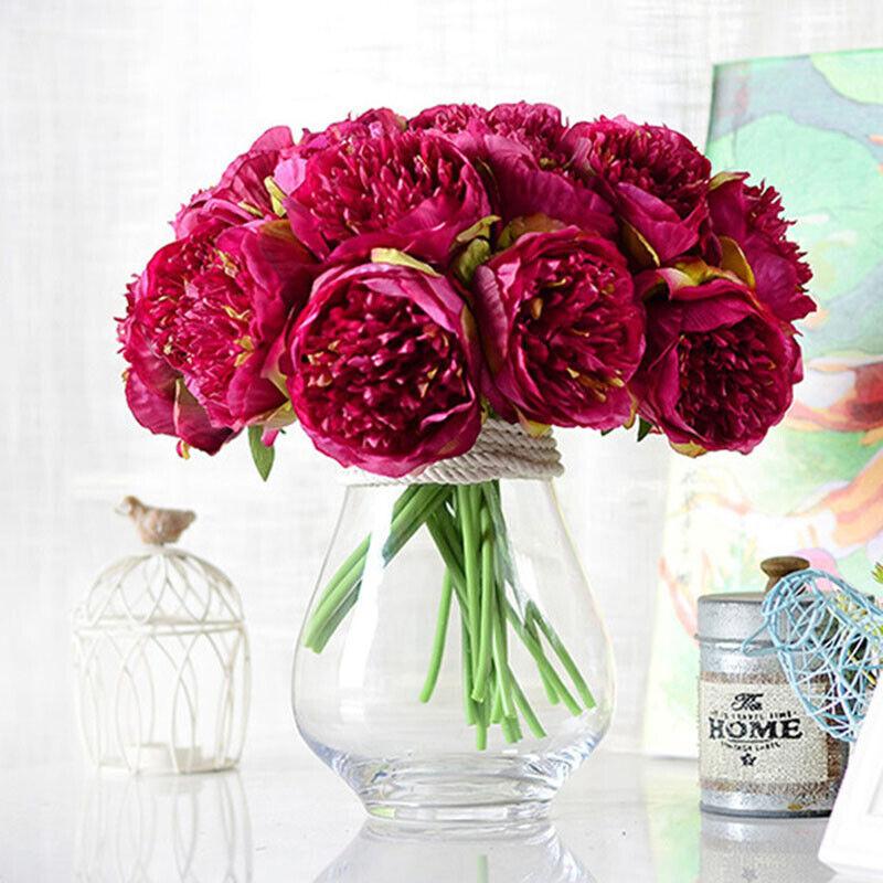 5 Head Big Peony Artifcial Silk Fake Flower Home Display Wedding Decor Bouquet