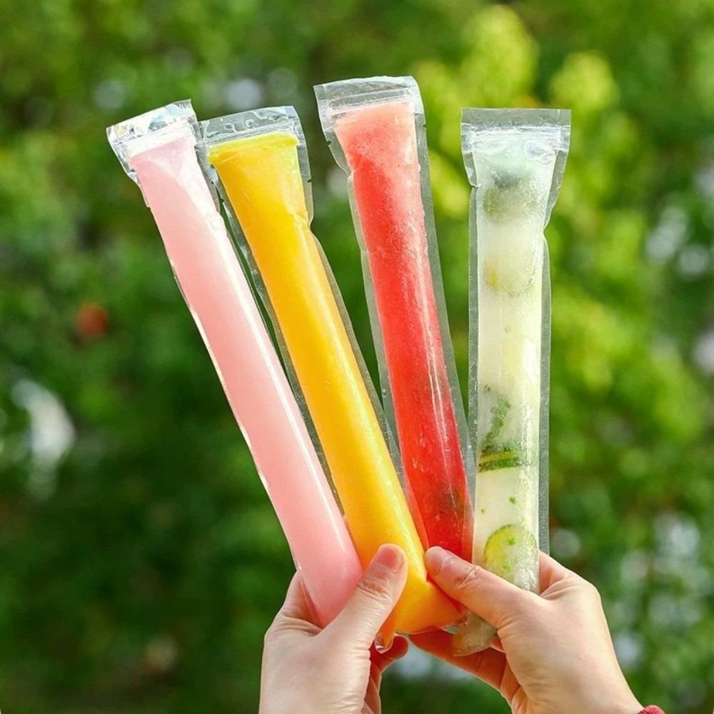 100pcs Self Seal Disposable Transparent Ice Lolly Bag Food Grade Ice Cube Mold Ice Bags Cool Summer