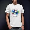 Мужская повседневная футболка с круглым вырезом, коротким рукавом, свободного кроя, с принтом, из чистого хлопка