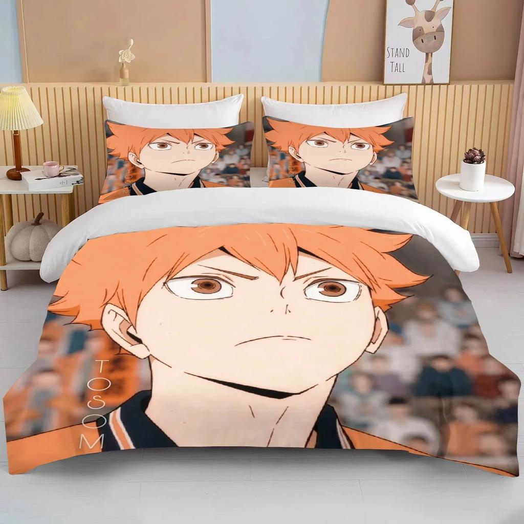 Новые 3D комплекты постельного белья Haikyuu Мультяжное одеяло Покрывало Аниме Пододеяльник Наволочки Комплекты Взрослые Детские Комплекты постельного белья Домашний текстиль