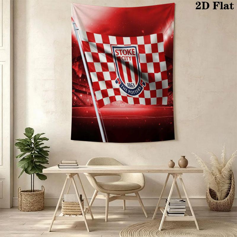 Stoke City F .C Wall Hanging Printed Fabric Blanket Decorative Tapestries for Bedroom Living Room Home Decor