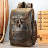 Handmade Retro Backpack Top-grain Cowhide Student Schoolbag Casual Men's Genuine Leather Travel Backpack