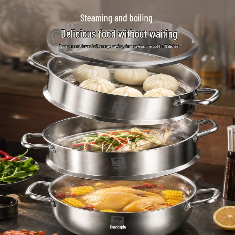 KOBACH German-Style 304 Stainless Steel Tri-Ply Steamer Wok