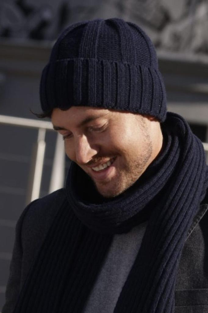 Kameo Ben: Men' Wool Beanie Navy Blue, Unlined, Size 54-62