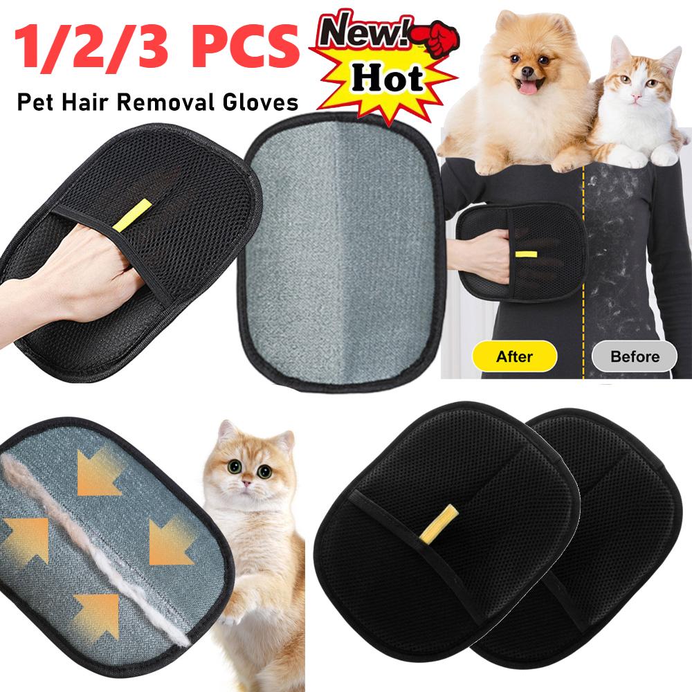 1/2/3PCS Pet Hair Remover Gloves Pet Hair Remover Mitt Deshedding Brush Glove Static Cleaning Grooming Glove for Dog Cat Rabbit