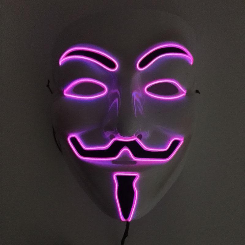 V For Vendetta Mask Cosplay Guy Fawkes Hacker Glowing Mask For Halloween Carnival Decor Props