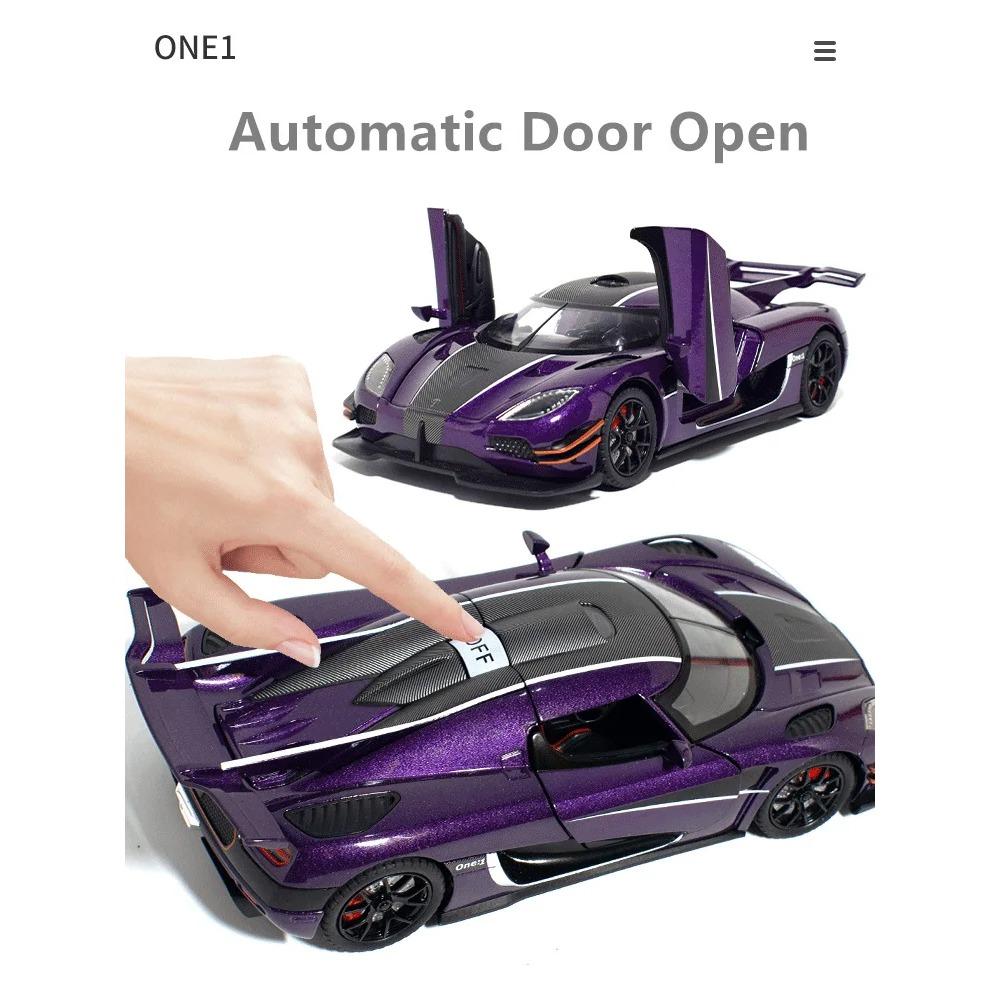 1/24 Koenigsegg ONE 1 Alloy Sports Car Model Diecasts Metal Racing Car Model High Simulation Sound and Light Childrens Toys Gift