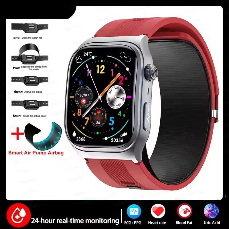 2025 New Sapphire Glass Air Pump Airbag Test Three High Smart Watches Men ECG Heart Rate Blood Pressure Health Tracker Smartwatch