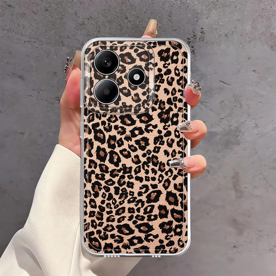 Коричневый чехол с принтом леопарда для Xiaomi Redmi Note 14 Pro Plus Note 13 9 10 11S 14C 13C 10S A4 12S 11 12 Мягкая крышка для телефона