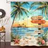 Aesthetic Tropical Boho Beach Shower Curtain Waterproof Watercolor Palm Tree Prints Coastal Decor Bathroom Linen Art Quotes Curt