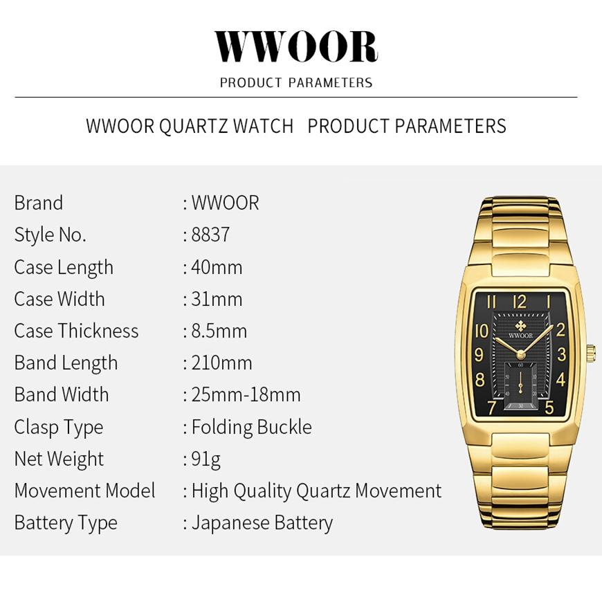 WWOOR New Gold Women Watches Creative Steel Women's Bracelet Wrist Watches Ladies Square Waterproof Watch