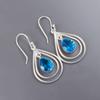 Swiss Blue Topaz Gemstone 925 Sterling Silver Handcrafted Jewelry Earrings 2.00" EE-34-1