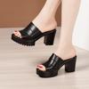 High Quality Summer Leather Sandals for Women 8cm High Heel New 2024 Size 32 33 42 43 Platform Open Toe Elegant Shoe Black White