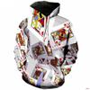 Unisex Oversized Hooded Sweatshirt With Dice Print Long Sleeve Cotton Blend Pullover Winter