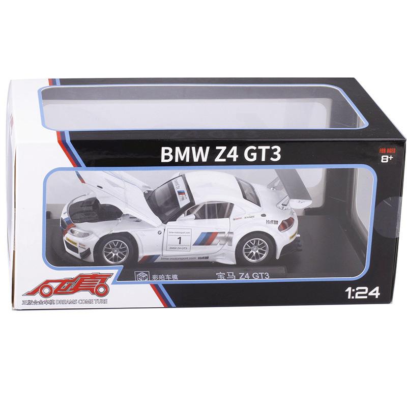 Масштаб 1/24 Z4 GT3, литая под давлением модель автомобиля, игрушечный автомобиль с откатным механизмом, звуком и светом для детей, коллекция подарков для мальчиков и девочек