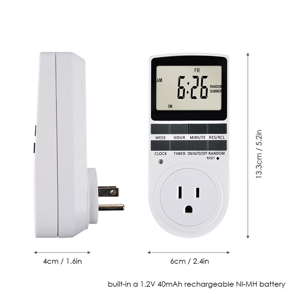 Pack of 2 Digital Plug-in Timer Socket LCD Display 10 Programmable Switching Programs 24 Hours & 7