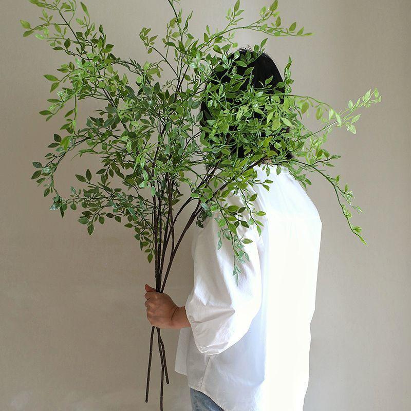 Large Multi-Branched Artificial Nandina Green Plant for Indoor Landscaping and Living Room Decor