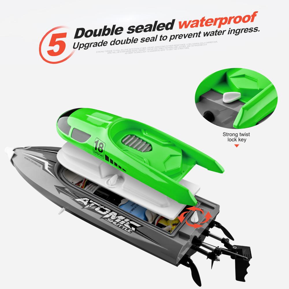 Лодка на радиоуправлении, лодка с дистанционным управлением, высокоскоростная скорость 30 км/ч, IPV7, водонепроницаемая, 2,4 ГГц, 4-канальная гоночная лодка для