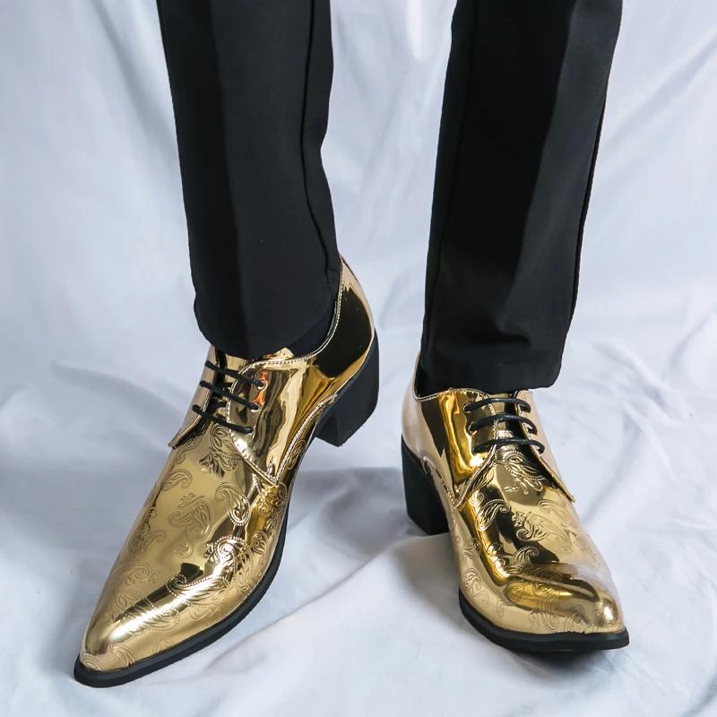 Men'S Dress Shoes Luxury Patent Leather Business Shoes Fashion Pointed Chelsea Shoe Wedding Shoes For Men Banquet Party Footwear
