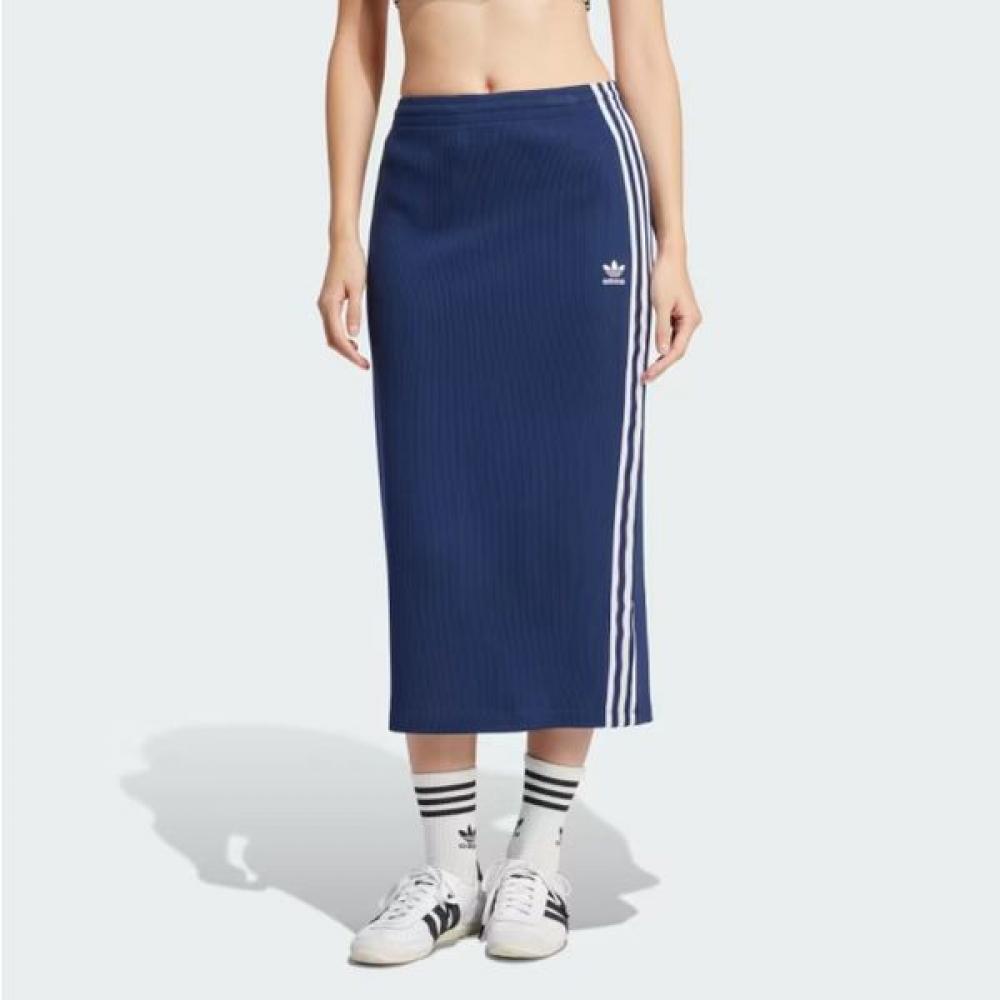 Adidas Оригинальная женская трикотажная юбка S, оригинальная ребристая юбка AdidaS, темно-синяя