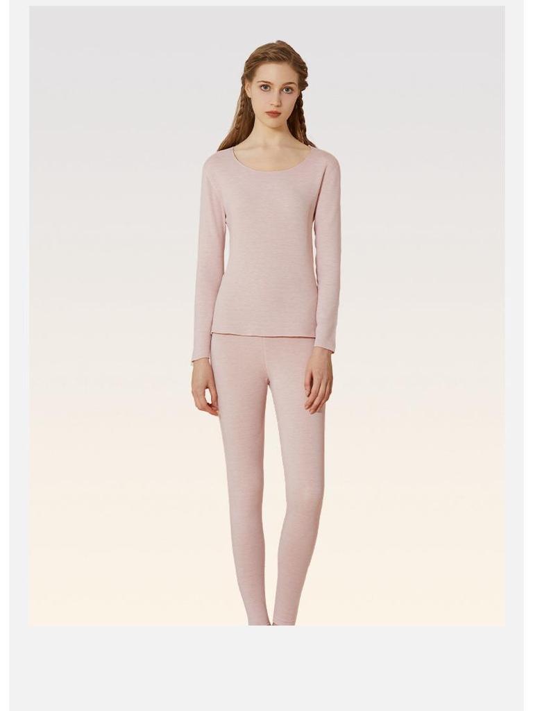 Women's Cashmere Silk Seamless Warm Underwear Set - Fleece-Lined Base Layer for Autumn and Winter