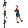 Women's Xmas Elf Cosplay Costume Soft Velvet Skirt With Bells Serrated Cuffs