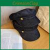 Street Color Solid Style Navy Flat Top Cap Breathable Fabric Urban Casual Wear