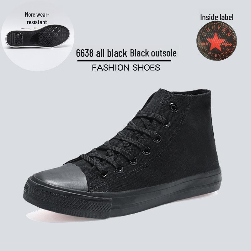 Men's 2023 High-Top Canvas Sneakers: Trendy Korean Style Couple's Casual Shoes