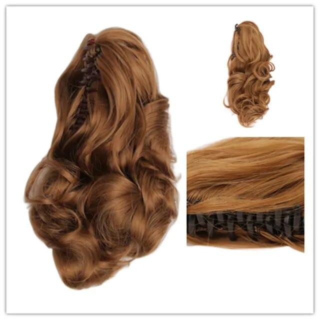 Synthetic Wavy Claw Clip In Hair Extension Pony Tail Heat Resistant Natural Wave False Hairpiece