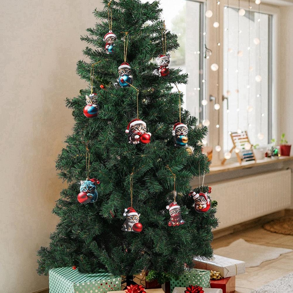 Christmas Tree Decoration Ornament Cat/Elk/Pine Tree Style Acrylic Pendant