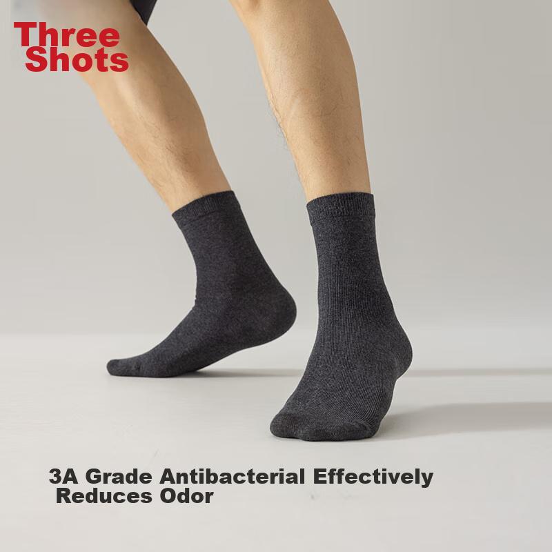 THREEGUN [Jian Series] Men's Business Socks, Pure Cotton 100%, Odor-Resistant, Wear-Resistant Socks, Mid-Calf Socks for Men, 10A