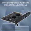 Карта расширения PCI-E 4X USB 3.2 Gen 2 Type-C 10 Гбит/с с контроллером JMicron ASM3142