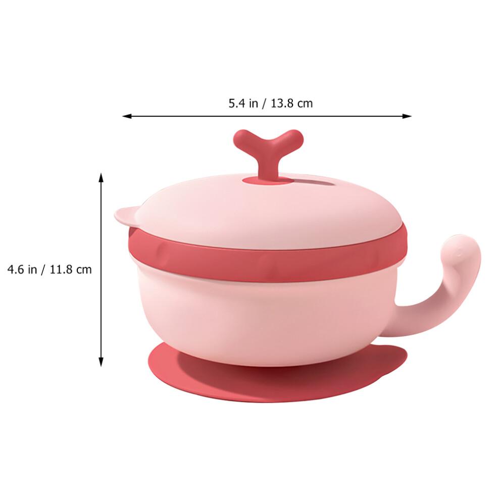 1pc Heat Preservation Pink Stainless Steel Bowl With Suction Cup