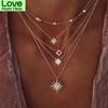 Новое креативное украшение в стиле бохо с простыми кристаллами в виде вспышки, изысканная цепочка в виде звезды и волны для женщин