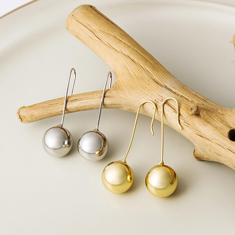 2023 Minimalist Geometric Earrings: European & American Niche Style with Round Bead Ear Hooks