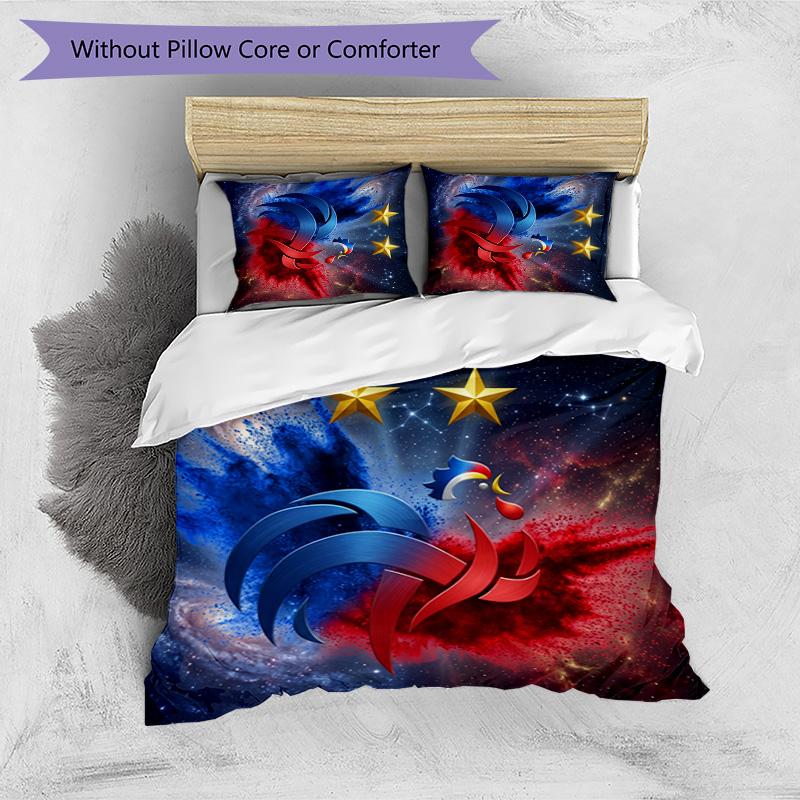 France Football Printed Bedding 3 Piece Set Cozy Breathable Bed Cover Set as Housewarming Holiday Gift