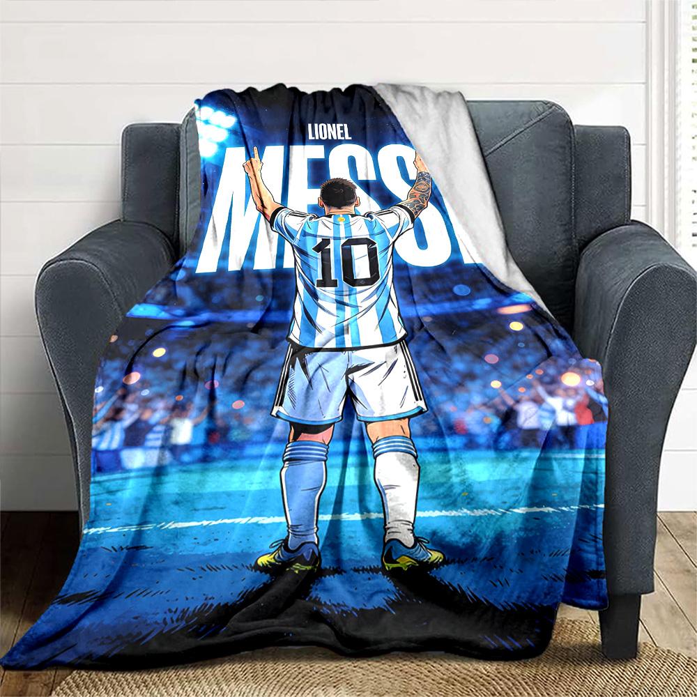 Football Messi Blanket Warmthful Decor Suitable for Livingroom Office Chair Picnics Four Seasons Universal Warmthful Decor