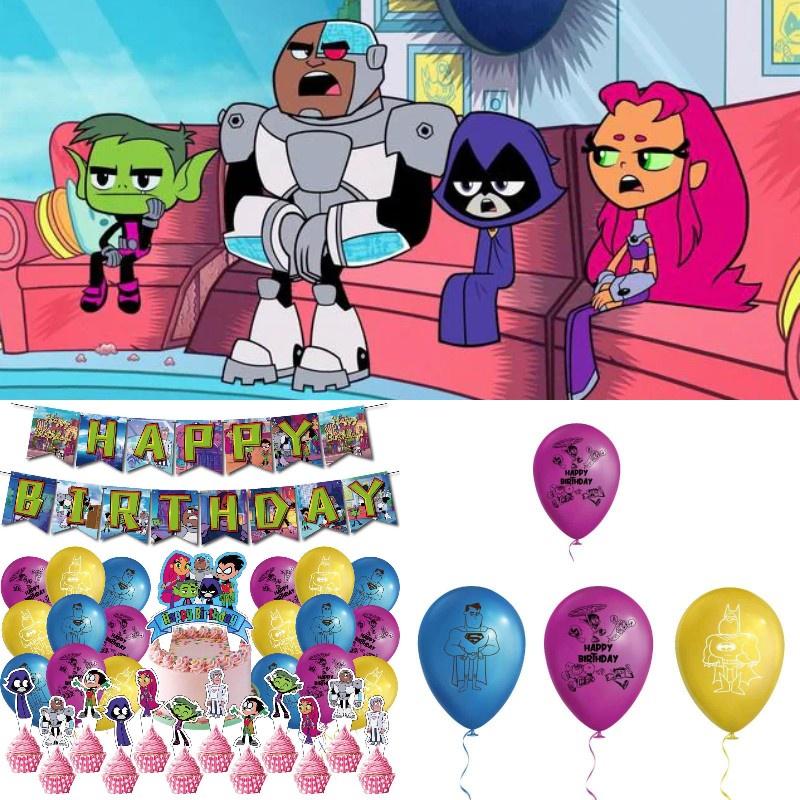 Colorful Teen Titans Go Party Decor Set Safe Eco-friendly Materials High-quality Paper 32pcs