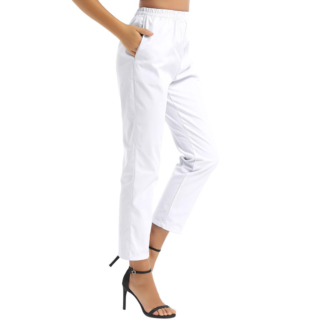 Женские эластичные брюки-скрабы, прямые брюки с эластичным поясом, длинные брюки для ухода за больными