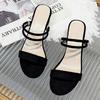 Fashion Summer Female Sandals Open-toed Wild Sandals Thick with Suede Med Heels Two Wear Sandals with Female Sandalias