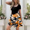 Women's Casual Flower Print Buttoned Elastic Bodycon Skirt With Pockets