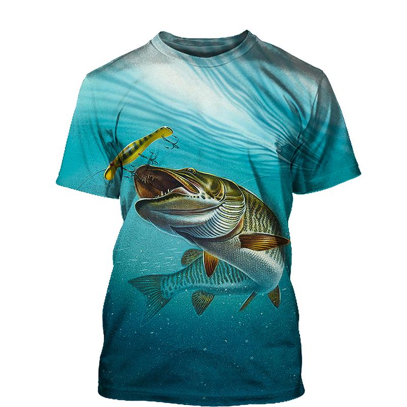 Summer 3D Printed Tee Cool Men 3D Fish T-Shirt Unisex Top