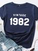 Винтажная женская футболка с принтом письма 1982 года, с коротким рукавом, с круглым вырезом, свободная, женская футболка, женская футболка, топы, одежда, Camisetas Mujer