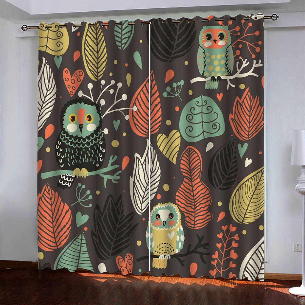 Vintage Style Cartoon Animal Series High Density Blackout Curtain Digital Printing