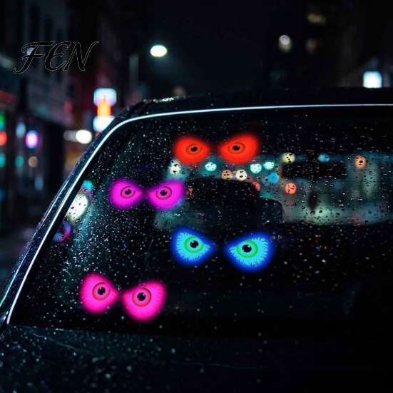 Glowing Eye Wall Stickers 12/16Pcs Halloween 3D Lighted Eyes Decoration, Spooky Sticker, LED Decorative Light-Up Decor for Walls, Windows, Doors,