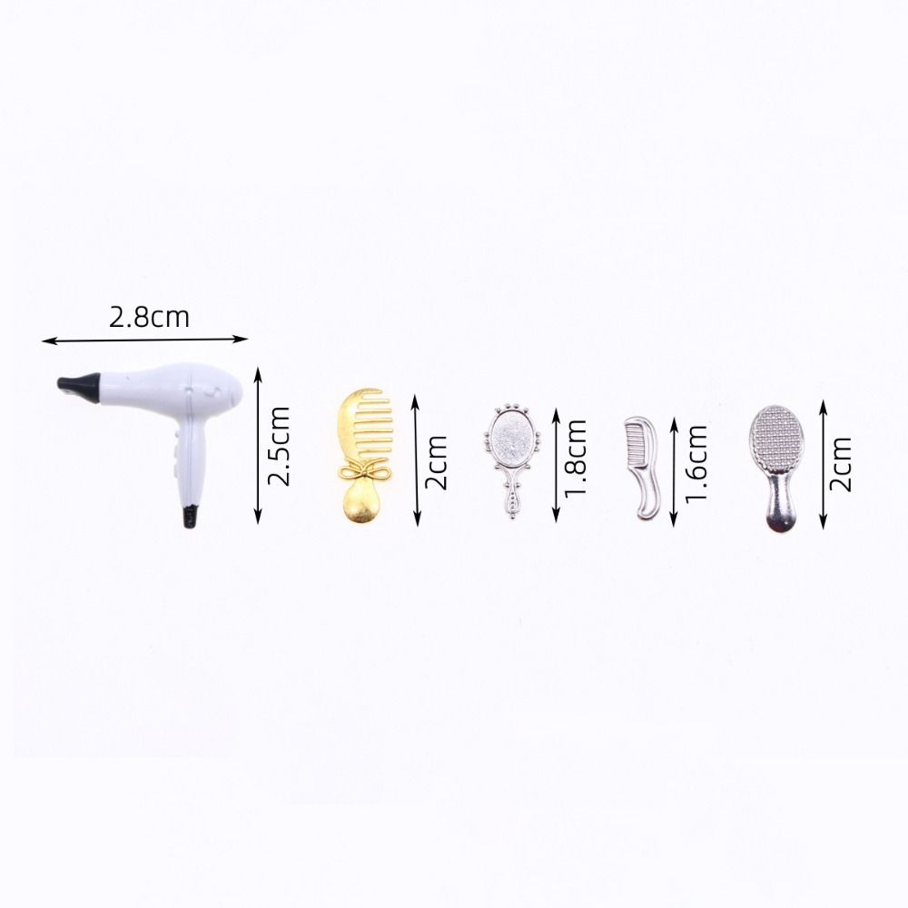 1/12 Dollhouse Makeup Kit Plastic Doll Dressing Tool Set Creative Doll Hair Dryer Comb Toy
