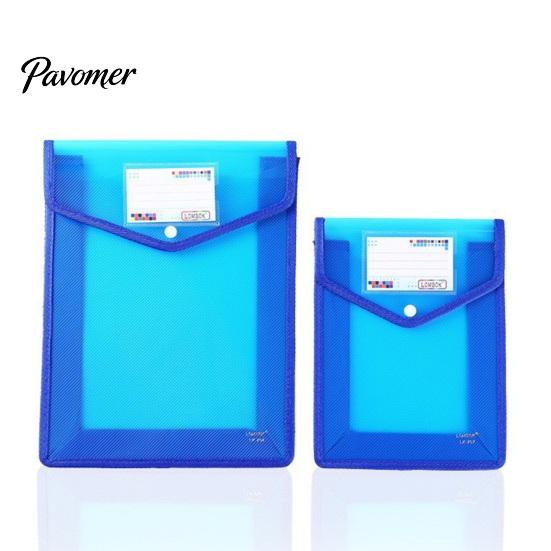 Portable Briefcase Pouch Transparent File Folder, with Snap Closure, Waterproof A4 A5 Document Bag, Student Work Organizer Large Capacity Colorful PP