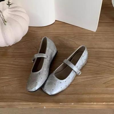 Внутренняя версия на платформе, ретро цыганская звезда, балетки с заклепками, женские весенне-осенние туфли Мэри Джейн с ремешком на подъеме и мелким вырезом