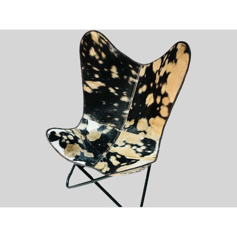 Кожаное кресло-бабочка, коровья кожа, кожаное кресло-бабочка с мехом, кресло для гостиной, подарок для него, подарок для нее, кресло-подлокотник, стулья