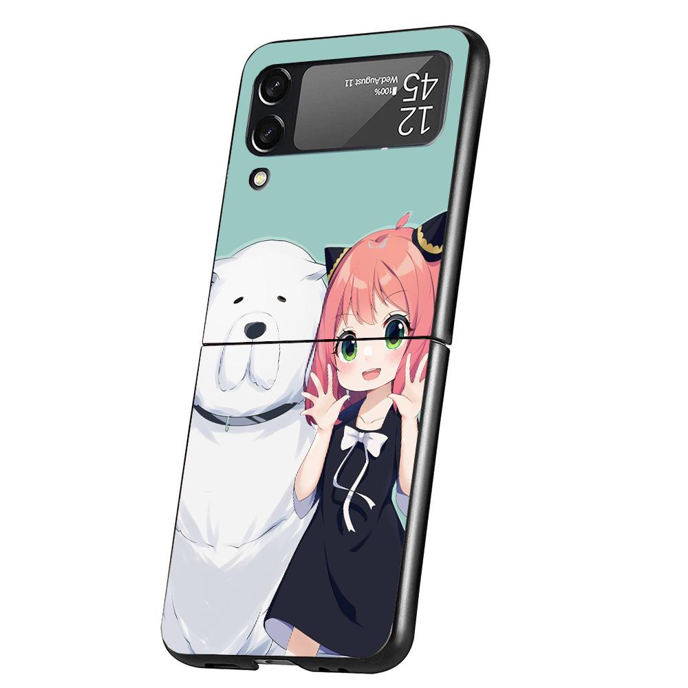 Spy Family Anya Cute Case Phone Cover for Samsung Galaxy Z Flip 7 6 5 4 3 5G ZFlip7 ZFlip6 ZFlip5 ZFlip4 ZFlip3 Black Fundas Gal